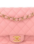 Caviar Quilted Medium Double Flap Light Pink