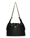 Washed Denim Quilted Small CHNL 25 Handbag Black