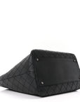 Calfskin Stitched Large Shopping Tote Black