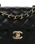 Lambskin Quilted Mini Rectangular Flap Black