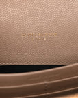 Grain De Poudre Matelasse Chevron Monogram Envelope Chain Wallet Dark Beige