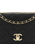Lambskin Quilted Trendy CC Wallet On Chain WOC Black