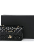 Lambskin Quilted Mini Rectangular Flap Black