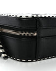 Caviar Quilted Striped Small CC Filigree Vanity Case Black White