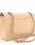 Caviar Quilted Small Double Flap Beige