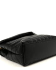 Calfskin Y Quilted Monogram Small Loulou Chain Satchel Black