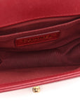 Caviar Chevron Quilted Small Boy Flap Dark Red