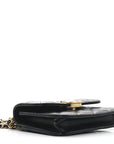 Calfskin Quilted Perfect Fit Coin Purse With Chain Black