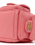 Shiny Lambskin Quilted Trendy Pockets Hobo Coral Pink