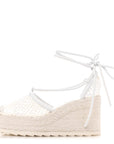 Mesh Lambskin Sporty Web Stretch Ankle Tie Espadrilles 37 Optic White