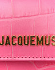 Calfskin Crocodile Embossed La Ceinture Bello Double Tour Belt Bag Pink