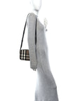 Giant Check Calfskin Small Camera Bag Black
