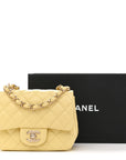 Lambskin Quilted Mini Square Flap Light Yellow