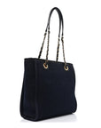 Lurex Canvas Mini Deauville Tote Navy Blue Gold