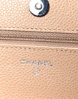 Caviar Quilted Wallet on Chain WOC Beige