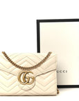 Calfskin Matelasse GG Marmont Chain Wallet Mystic White