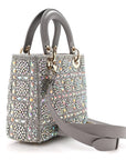 Calfskin Satin Celestial Bead Embroidery Embroidered Small Lady D1OR Grey Multicolor