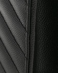 Grain De Poudre Matelasse Chevron Monogram Envelope Chain Wallet Black