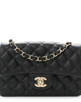 Lambskin Quilted Mini Rectangular Flap Black