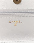 Caviar Quilted Textured CC Wallet on Chain WOC Grey