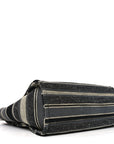 Striped Canvas Small Deauville Tote Dark Grey