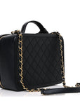 Caviar Quilted Large CC Filigree Vanity Case Black