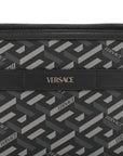 Coated Canvas La Greca Signature Black Gray
