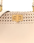 Nappa Interlace Mini Peekaboo Iconic Satchel Camelia