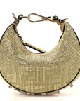 Crystal Vitello Laminato Suede FF Nano FNDIgraphy Hobo Bag Platino