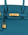 Taurillon Clemence Birkin 30 Turquoise