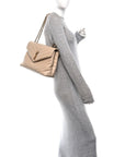 Calfskin Y Quilted Monogram Medium Loulou Chain Satchel Dark Beige