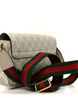 GG Supreme Monogram Textured Dollar Calfskin Web Mini Ophidia Envelope Shoulder Bag Beige Mystic White Oatmeal