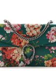 Calfskin Blooms Print Medium Dionysus Shoulder Bag Bright Emerald Multicolor