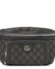 GG Supreme Monogram Textured Dollar Calfskin Ophidia Belt Bag Grey Black Graphite Grey