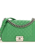 Caviar Quilted Medium Boy Flap Green