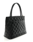 Caviar Quilted Medallion Tote Black