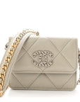 Lambskin Quilted CHNL 19 Flap Coin Purse With Chain Grey