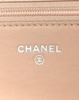 Patent Calfskin Chevron Quilted Wallet On Chain WOC Beige