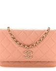 Caviar Quilted Perforated Metal CC Wallet On Chain WOC Beige