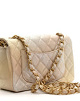 Metallic Goatskin Quilted Mini Rectangular Flap Gold