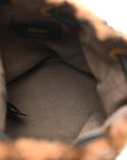 Shearling Vitello Dolce F is FNDI Macro FF 1974 Mini Mon Tresor Bucket Bag Tobacco Black