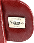 Caviar Quilted Maxi Double Flap Dark Red