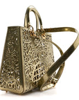 X DAVID WISEMAN Metallic Calfskin Laser Cut Large Lady D1OR Gold