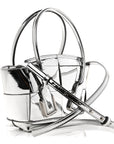 Mirror Laminated Nappa Maxi Intrecciato Mini Arco Silver
