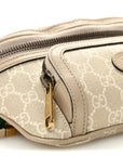 GG Supreme Monogram Textured Calfskin Web Retro Interlocking G Belt Bag Beige Mystic White Oatmeal