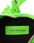 Extra Supple Calfskin Crocodile Embossed Le Cagole Shoulder Bag XS Acid Green