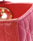 Lambskin Cannage Medium Bi-Color Lady D1OR Orange Fuchsia