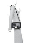 Lambskin Chevron Quilted Medium Boy Flap Black