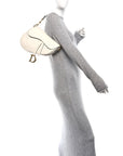 Grained Calfskin Saddle Bag White