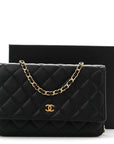 Caviar Quilted Wallet on Chain WOC Black